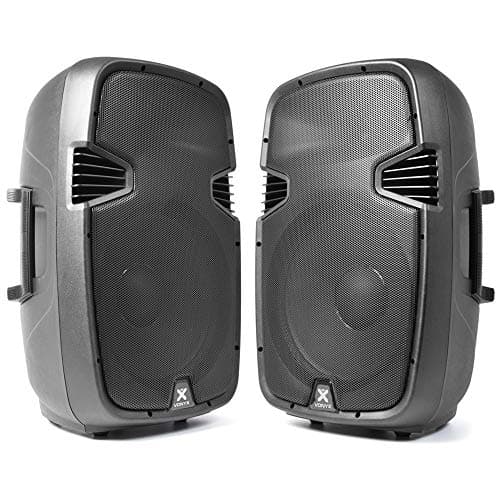 Image of VONYX SPJ-1500A 15" Active PA Speakers Pair with Built-in Amplifier, Integrated Mixer, Bass and Treble Controls - 1600W DJ Sound System for Live Events, Parties and Stage Performances