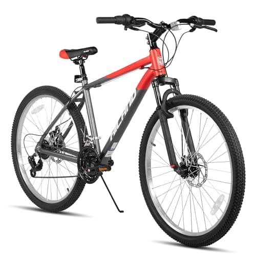 Image of Hiland 26 Inch Mountain Bike for Adult, 18 Speed Mens Womens MTB with Disc Brakes, Mountain Bike with Suspension Fork, Orange