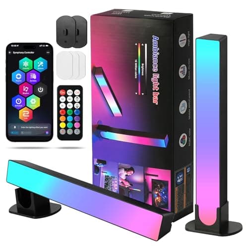 Image of HOTUT Smart LED Light Bars,2 Packs TV Backlight Gaming Lights,Entertainment Lighting,RGB Flow Light Bars,Remote Control and App Control,Music Sync for PC,Ambient Lighting