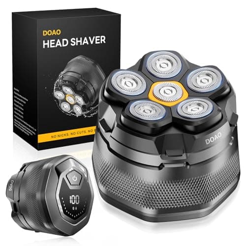 Image of Head Shavers for Men, IPX7 Waterproof, 6D Magnetic Self-Sharpening Steel Blades, Smooth Shave in 3 Minutes, Wet & Dry, 180-Min Usage, Type-C Fast Charge, Easy Clean, LED Display, Gifts for Men