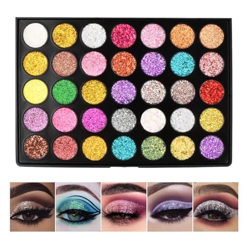 Image of palette Ultra Colourful Eyeshadow, 35 Colours, Glitter Makeup, Professional Highly Pigmented Eye, Long-Lasting Waterproof Nude Metal