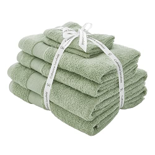 Image of Catherine Lansfield Bathroom Anti-Bacterial Cotton 6 Piece Bale Sage,TW/55660/W/BALE6/SA