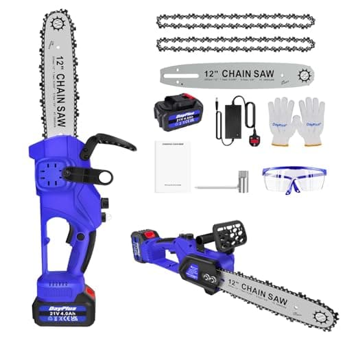 Image of Electric Chainsaw Cordless 12 Inches, Mini Chainsaw Cordless with Battery and Quick Charger, Electric Chain Saw with Oiler System and Security Lock for Wood Cutting Tree Trimming Gardening