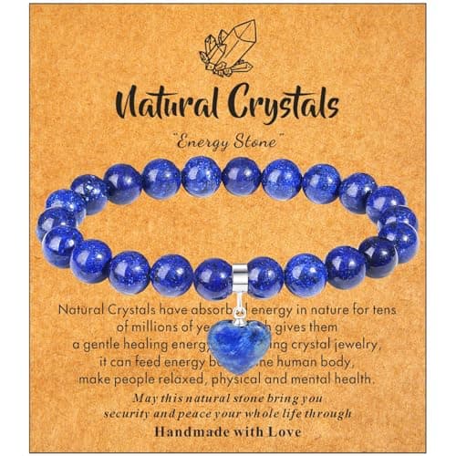 Image of XIANNVXI Lapis Lazuli Bracelet for Women 8mm Beaded Lapis Lazuli Healing Crystal Blue Bracelet for Women Ladies Jewellery