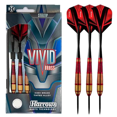Image of Harrows Vivid High Grade Tinted Alloy Steel Tip Brass Darts Set 21g, 22g, 23g, 24g & 25g - Includes Black Speedline Shafts, Vivid Flights & Travel Case (22g)