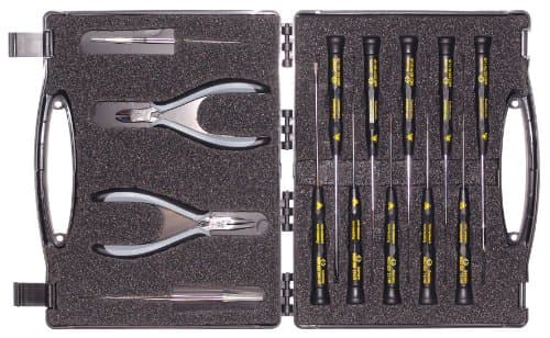 Image of C.K T3707DX ESD Electronic Pliers and Screwdriver, Black/Silver/Grey, Set of 14 Piece