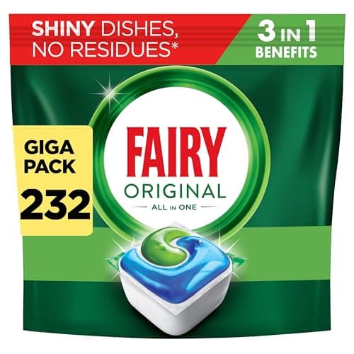 Image of Fairy Original Power Dishwasher Tablets Breeze, 232 Capsules, 1st Time Cleaning Action with No Rewash, Effective on 100% Grease, Spotless Shine Without Residues