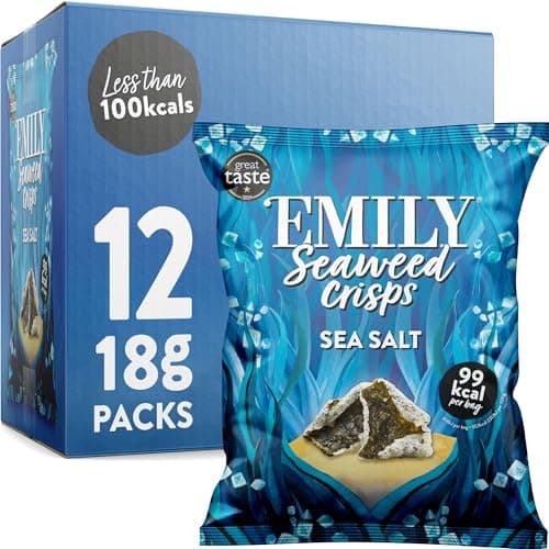 Image of Abakus Seaweed Crisps - Sea Salted 12 x 18g, Seaweed Snack, Nori Snack, Vegan, Gluten-Free, Healthy Snack, Source of Iodine