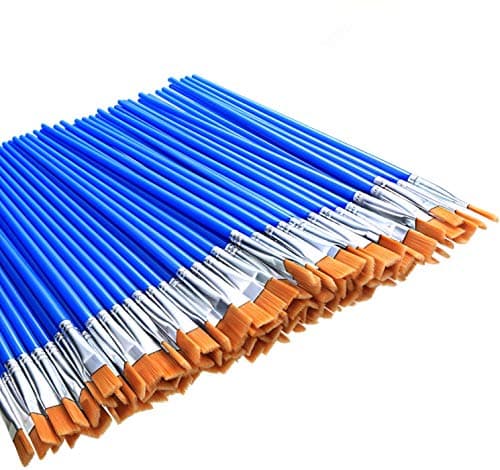 Image of Outus 100 Pieces Small Flat Paint Brushes Art Paintbrushes Flat Top Paintbrush for School Office Home Classroom Supplies