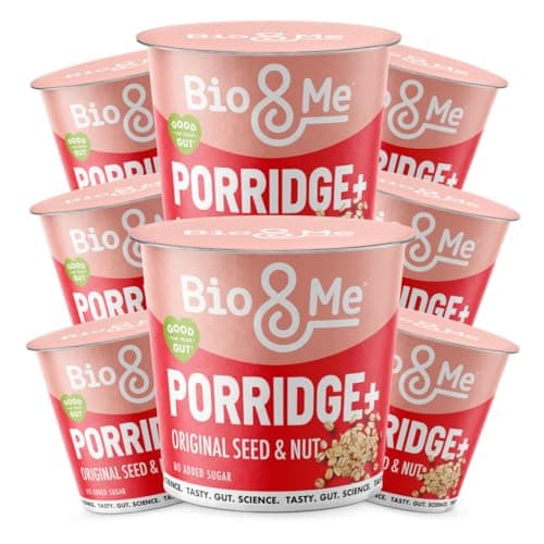 Image of Bio&Me: Original Seed and Nut Gut-Loving Porridge 8-Pack (8 x 65g pots) - High in Fibre, Low Sugar - On The Go Breakfast