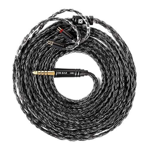 Image of 1.5m/5ft 2 Pin IEM Cable 4.4mm, KBEAR ST16 Max Black in Ear Monitor Cable Earbud Wire, 16-Strand SPC Headphone Cable for Truthear HEXA/HOLA/ZERO, Moondrop blessing/Aria/Stellaris, Simgot EW100P