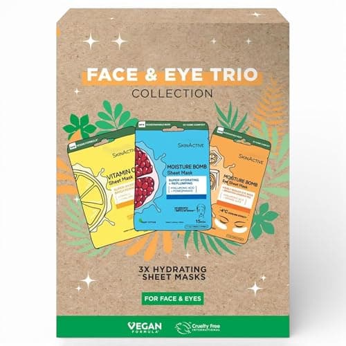 Image of GARNIER Face & Eye Sheet Mask Trio Gift Set 3PC - 1x Vitamin C Sheet Mask, 1x Moisture Bomb Sheet Mask & 1x Moisture Bomb Eye Sheet Mask