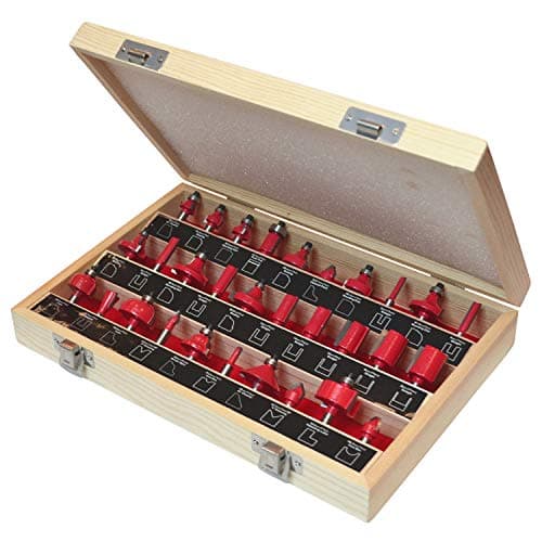 Image of Faithfull FAIRBS30 1/4 Inch TC Router Bit Set of 30 with Storage Case Shank,Red / Silver