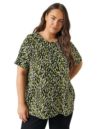 Image of EVANS Curve Abstract Print Crepe Top - Women's - Plus Size Curve Black