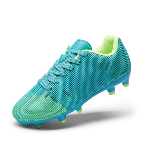 Image of DREAM PAIRS Boys Girls Soccer Cleats Youth Firm Groud Athletic Outdoor Trainning Football Shoes for Little/Big Kid,Size 10 Little Kid,Blue/Neon Green,KKUMSO2508
