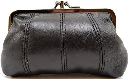 Image of Ladies/Womens Super Soft Nappa Leather Double Clip Frame Purse/Coin Holder