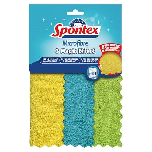 Image of Spontex 3 Magic Effect Microfibre Cloths, 24.5 x 25cm Cleaning Cloths