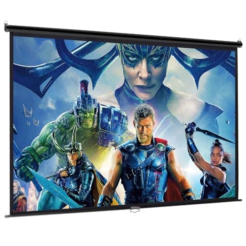 Image of INMOZATA Pull Down Projector Screen 120 inch/266x149cm Wall & Ceiling Projector Screen with 16:9 Ratio Matte White Screen for Home School Cinema Theater Outdoor Indoor Public Display-Black