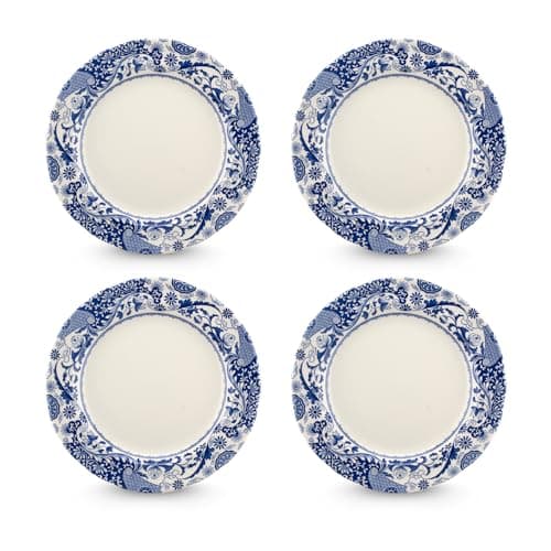 Image of Spode x Brocato Set of 4 Dinner Plates - Quality Earthenware, Made in England, Iconic Blue & White Imari Border Design, Dishwasher & Microwave Safe, 27cm
