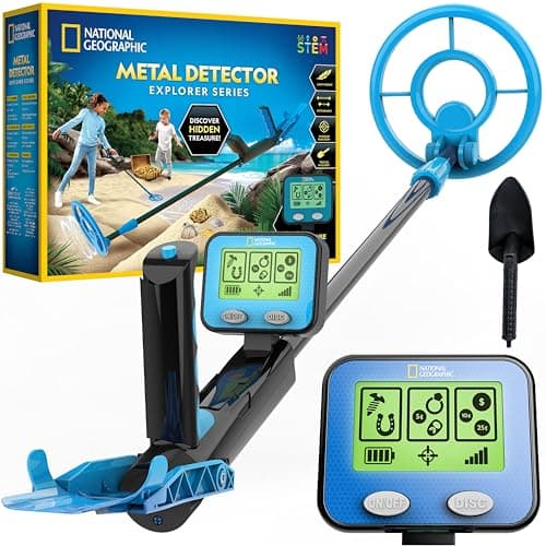 Image of NATIONAL GEOGRAPHIC Metal Detector Science Kit for Kids and Adults - 18.8 cm Waterproof Detecting Coil, Lightweight Gold Detector with Pinpoint Function & LCD Display, Beach Treasure Hunting