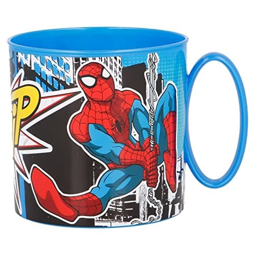 Image of Kids Character Cute Mini Mug 265ML Drinking Re-Usable Plastic Cup Microwave Safe (Spiderman Street)