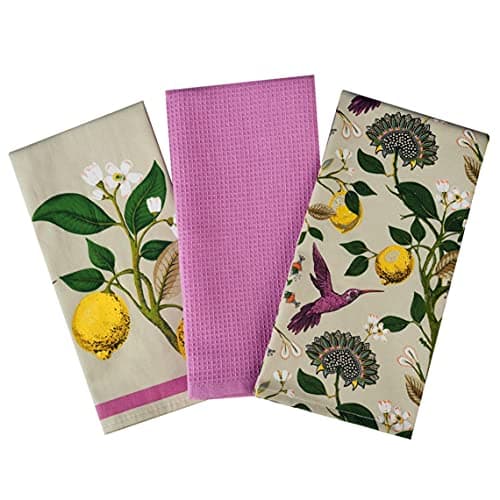 Image of SiXsigma Sports Pack of 3 Tea Towels For Kitchen - Premium Cotton Decorative Kitchen Towel Linen for Cooking, BBQ, Baking & Dish Drying - Ideal For Women & Men (Purple)