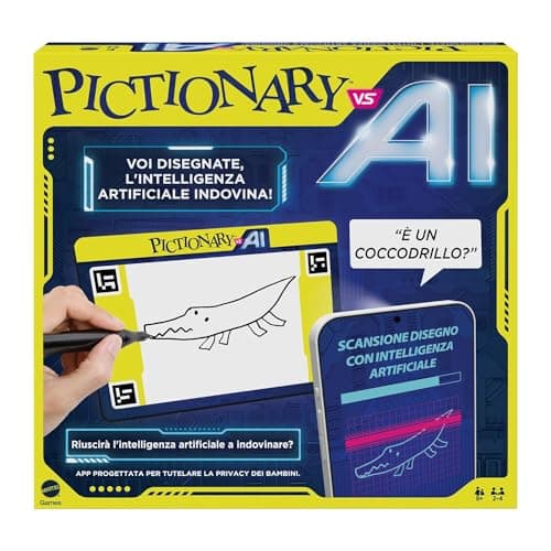 Image of Mattel Games Pictionary Vs. AI - The Version of Pictionary with Artificial Intelligence that Players Draw and Guess AI Game Nights for All Ages Italian Version 8+ Years