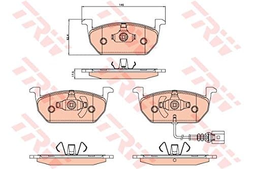 Image of TRW GDB2080 Brake Pad Set of 4 for Volkswagen Golf VII (5G1, BQ1, BE1, BE2) 2012-2021 Front Axle and other vehicles