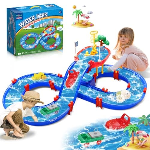Image of TERRAMUS 2-Tier Water Table Toys for Kids,61PCS Water Park Playset with Pump,Summer Water Toys Waterways for Backyard Beach Pool Lawn,Outdoor Toy for Toddlers 3-5 4-8, Gifts for Boys Girls