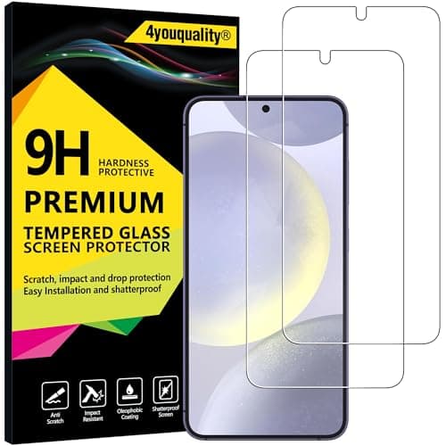 Image of 4youquality Screen Protector for Samsung Galaxy S25 /S24 5G (6.2-Inch), Tempered Glass Film, 2-Pack, [LifetimeSupport][Impact-Resistant][Anti-Scratch]