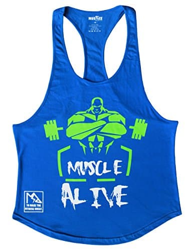 Image of palglg Men's Bodybuilding Athletic Tank Top Sleeveless Gym Vest Cotton Blue L