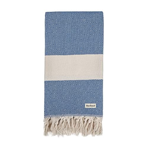Image of Turkish Beach Towels - Beach Towels for Adults Extra Large 100x180cm - Turkish Hammam Peshtemal Towel - Super Absorbent, Quick Dry, Lightweight, Compact Towels for Travel Swimming Bath Gym (Blue, 1)