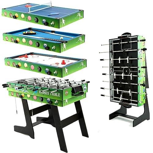 Image of HLC 4 IN 1 Multi Sport Game Combination Table Set for Kids Pool Table, Foosball Table,Ping Pong Table, Slide Hockey for Family Parent-child Interactive for Kids (4ft, 1.2m)