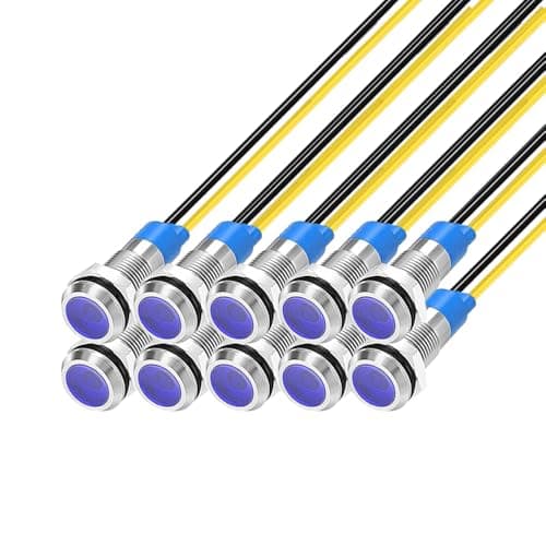 Image of Gebildet 10pcs 6mm 1/4" 230V AC LED Metal Indicator Light Waterproof Signal Lamp (Blue)