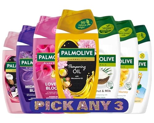 Image of Palmolive Shower Gel and Crème, 250ml Each - Pick Any 3 - Variety Pack with Natural Ingredients and Vegan-Friendly Options
