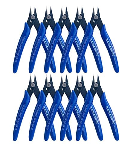 Image of Small Wire Cutters 10 Pack,KAIHAOWIN 170 Wire Flush Cutters,Wire Clippers,Nippers,Clean Cut Pliers,Side Cuttes,Diagonal Cutting Pliers for Electronic Floral Heating Wire Model Sprue Soft Copper,Blue