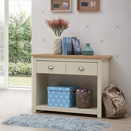 Image of TAD TIMBER ART DESIGN UK Lisbon Console Hallway Side Table 2 Drawers Shelf Desk Storage Furniture Cream