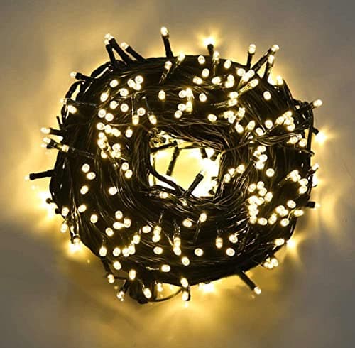 Image of SHATCHI 200 LEDs Fairy String Lights Warm White Indoor/Outdoor Christmas Tree/Home/Party/Wedding/Garden Decorations Green Cable 8 Modes Mains Powered Memory Auto Timer