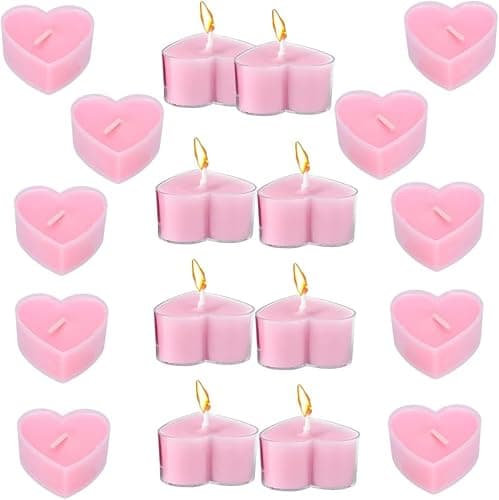Image of Romantic Candles, 18PCS Love Heart Shape Tealights, Scented Candle Heart Candles,for Valentine's Day Decoration Gift Wedding Deco Table Deco, Party, Anniversary, Wedding-4CM (Pink)