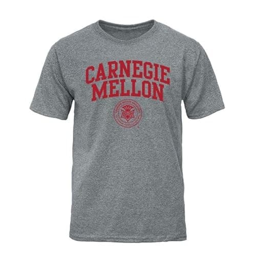 Image of Barnesmith Short Sleeve T-Shirt, Cotton Poly Blend, Unisex, Heritage Logo, Grey, NCAA Colleges, Carnegie Mellon Tartans - Charcoal Grey, Medium