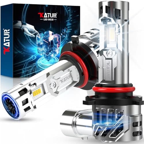 Image of KATUR HB3 LED Headlight Bulb, 800% Brighter 40000LM 200W 6000K Bright White 9005 Headlight Bulb with Dual Cooling Fan, 1:1 Size Plug & Play, Pack of 2