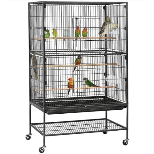Image of Yaheetech 132cm Large Parrot Bird Cage for Cockatiel Lovebird Durable Frame With Perch Stand and Wheels Black