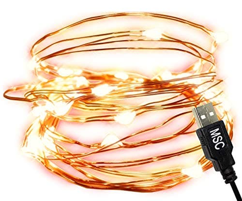 Image of MSC 10ft / 3M * 30 LED's USB Powered LED Warm White Coloured String Fairy Lights On Copper Cable, Ideal for Christmas, Xmas, Party,Wedding,Decoration Warm-USB-3M