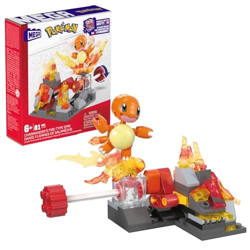 Image of MEGA Pokémon Action Figure Building Toys, Charmander's Fire-Type Spin with 81 Pieces, 1 Buildable Character and Turn Motion, for Kids, HTH86