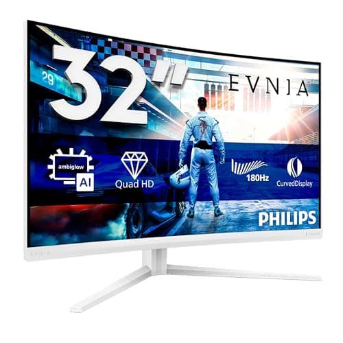 Image of Philips Evnia 32M2C5501-32 inch QHD Curved Gaming Monitor, 180 Hz, 1 ms GtG, FreeSync Premium (2560x1440, 2x HDMI 2.0, 1x DisplayPort1.4) white