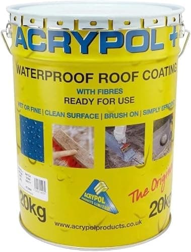 Image of ACRYPOL+ Waterproof Roof Coating with Fibre | All-Weather Acrypol Plus Roof Coating | Black - 20 KG