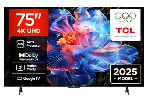 Image of TCL 75V6C-UK 75" 4K Ultra HD, HDR TV, Smart TV Powered by Google TV (Dolby Audio, Voice Control, compatible with Google assistant, Chromecast built-in, 2025 New Model)