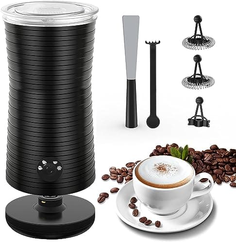 Image of Milk Frother, Morpilot 4 in 1 Electric Milk Frothers, Hot & Cold Milk Foamer, 240ml, 400w, Strix Temperature Controls, Silent Operation, for Coffee, Cappuccino, Black