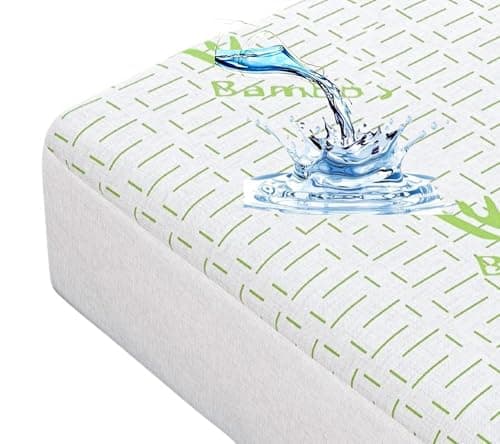 Image of IMFAA Bamboo Water Proof Mattress Protector Topper cover Extra Deep Fitted 40 CM Depth Breathable Antialergy Non Noisy Bug Proof (Single(90x190+40) cm)