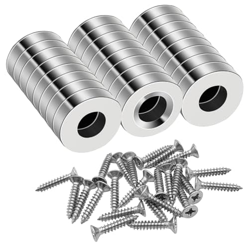 Image of AYWFEY 24 Pcs Strong Disc Magnets, Small Magnets & M3 Screws, 3x10 mm, 15LBS Round Base Cup Magnetic-Iron with Countersunk Hole for Kitchen Cabinet, Tool Storage, Office and Crafts
